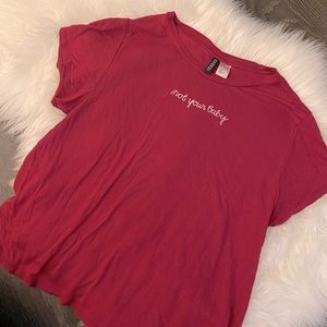 H&M - Divided “not your baby” Flowy & Light T-Shirt - Red/Pink - L